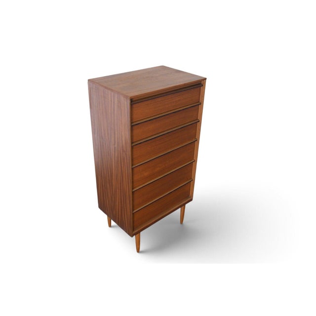 Mid-Century Modern Narrow Teak + Rosewood Highboy Dresser For Sale - Image 3 of 7