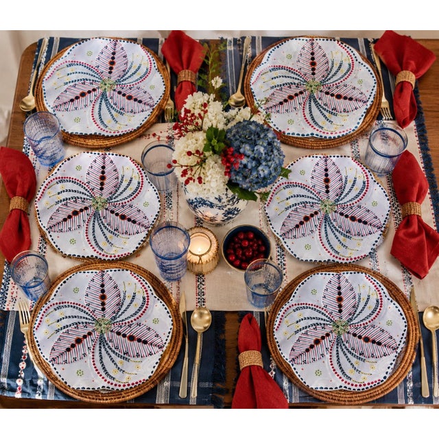 Hand-Painted South African Art Pottery Botanical Pinwheel Plates - Set of 6 For Sale - Image 9 of 12