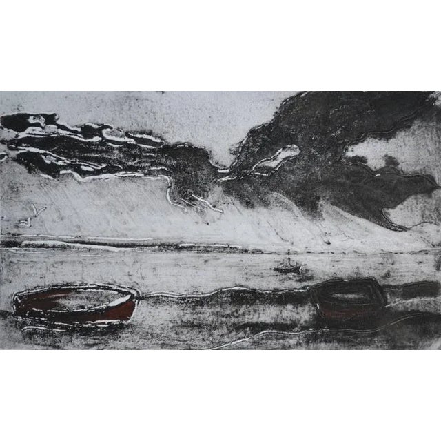 Contemporary Ian Laurie 'Mounts Bay' Cornwall England, Monochrome:Contemporary Limited Edition Etching 2015 For Sale - Image 3 of 3