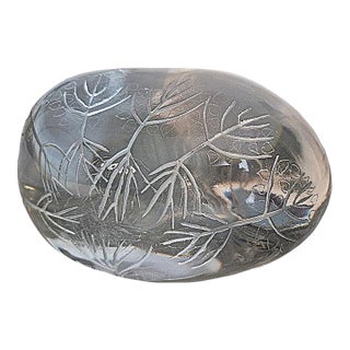 Monumental Czech Studio Crystal Sculpture With Wheel-Engraved Botanical Decoration For Sale