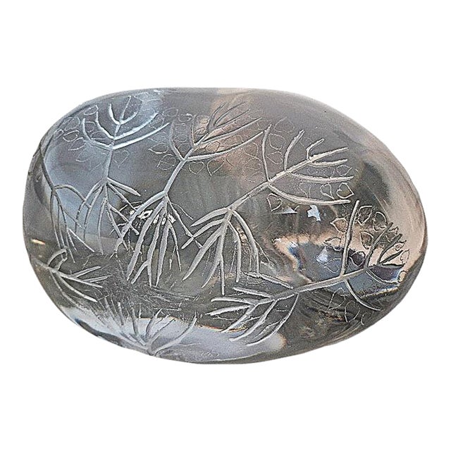 Monumental Czech Studio Crystal Sculpture With Wheel-Engraved Botanical Decoration For Sale