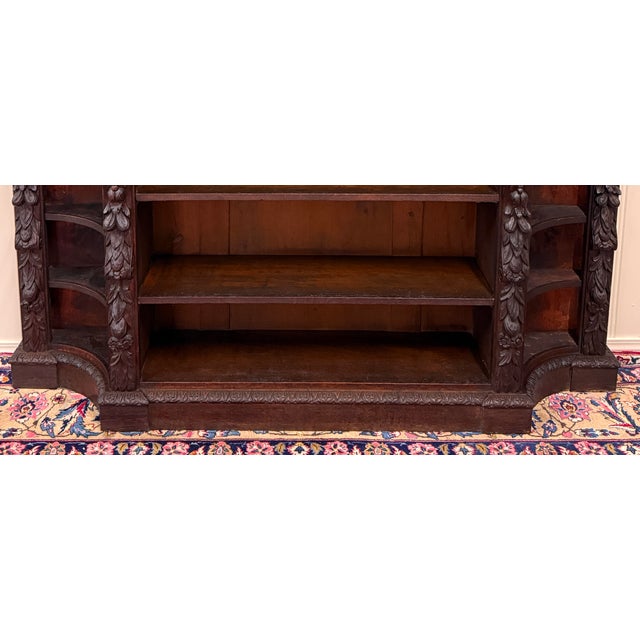 Antique French Renaissance Revival Style Carved Bookcase Bookshelf Oak c.1890s For Sale - Image 13 of 18