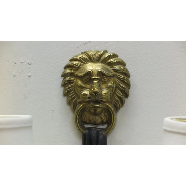 French 1960s French Brass & Bronze Sconces Attributed to Maison Jansen - A Pair For Sale - Image 3 of 7