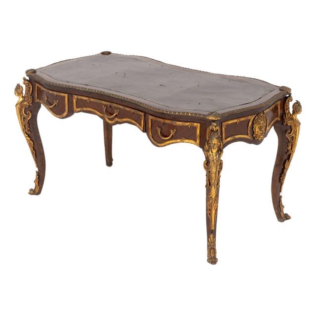 Louis XV Style Gilt Metal and Mahogany Bureau Plat For Sale