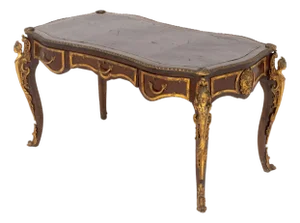 Louis XV Style Gilt Metal and Mahogany Bureau Plat