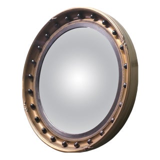 Gilt and Lacquer Convex Wall Mirror, 1950 For Sale