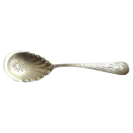 Antique "D" Monogram Sterling Silver Berry Spoon For Sale