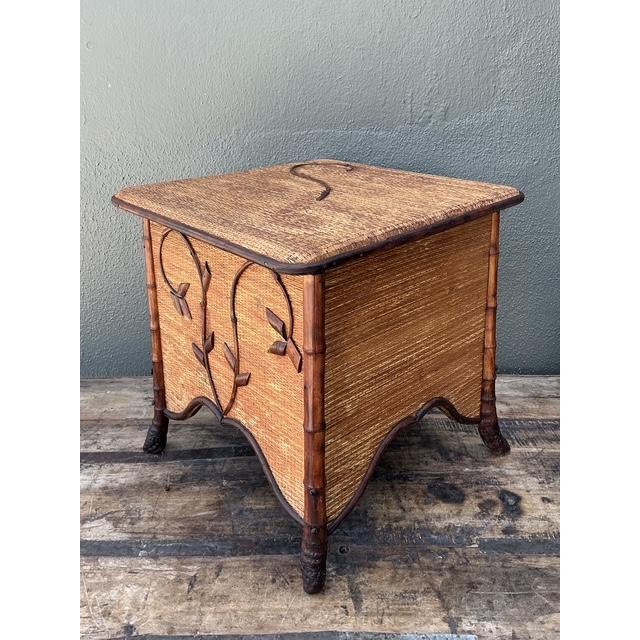 Mid 20th Century Vintage Tortoise Bamboo Sewing Box For Sale - Image 5 of 12