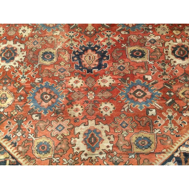 Antique Persian Mahal Sultanabad Rug, Hand-Knotted Wool, Geometric Pattern, Rust-Red & Navy, 10x12 For Sale - Image 13 of 16