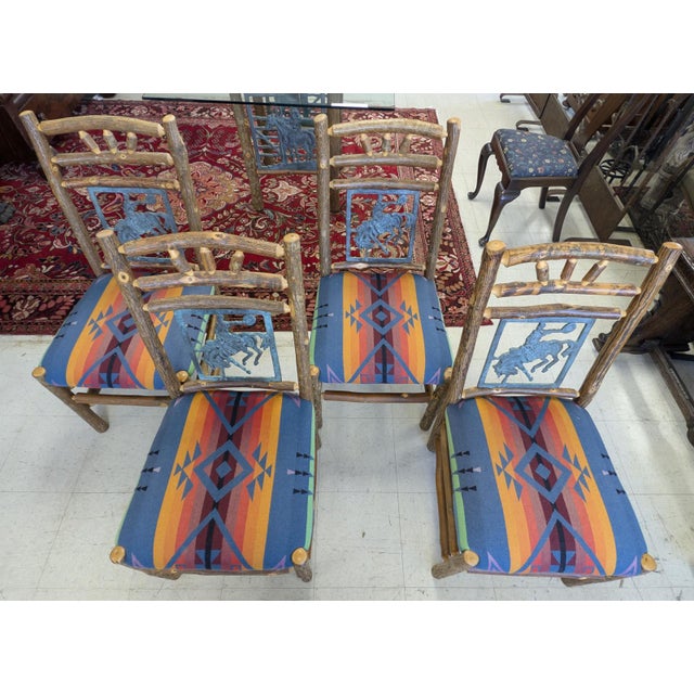 Vintage Mortensen Designs, Inc “The Rainbow Collection” Hickory & Glass Dining Table W/4 Chairs For Sale - Image 10 of 18
