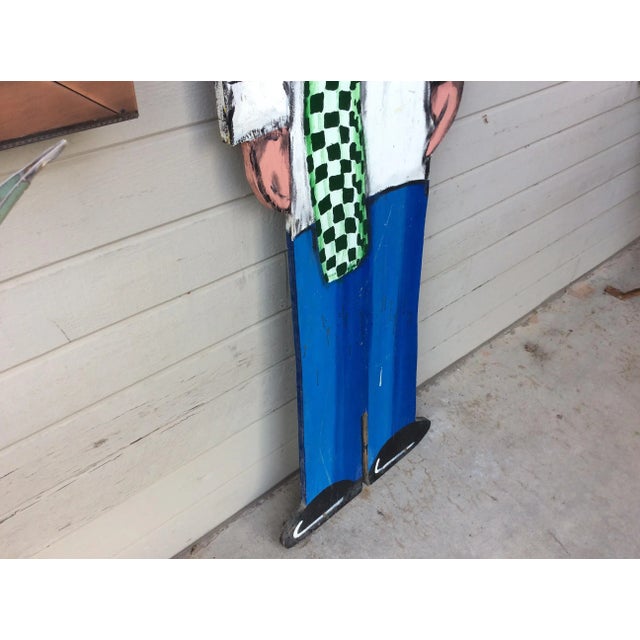 Vintage Late 20th Century French Wood Painted Two Sided Chef Sign For Sale - Image 11 of 13