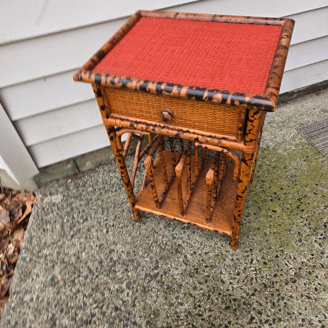 Amber 1970s Faux Bamboo/Caning Magazine Rack /Stand/ Free Standing For Sale - Image 8 of 8
