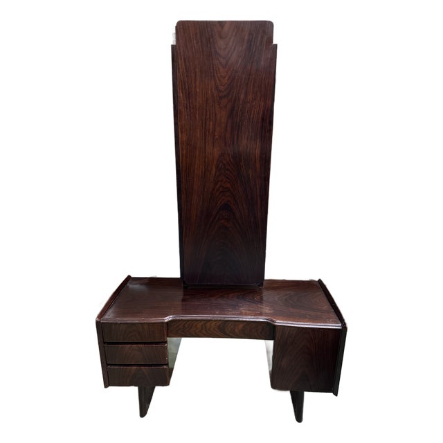 1950s Danish Modern Petite Rosewood Vanity Desk Table For Sale