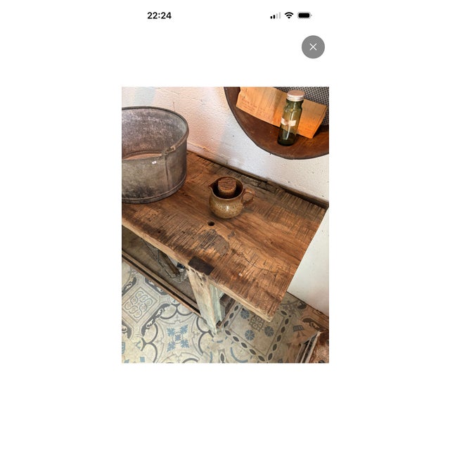 Workbench in Green Patinated Oak, 1940s For Sale - Image 14 of 15