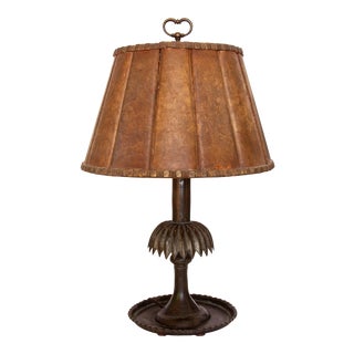 Early 20th Century Pleated Mica Shade Table Lamp For Sale