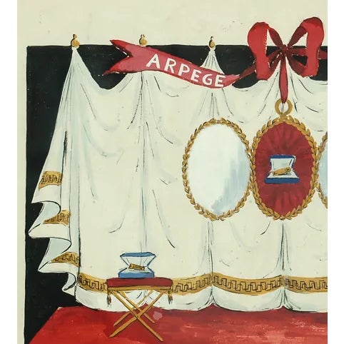 Fabulous original advert c1950s watercolour & gouache for Lanvin of Paris to promote their 'Arpege Perfume' by Alexander...