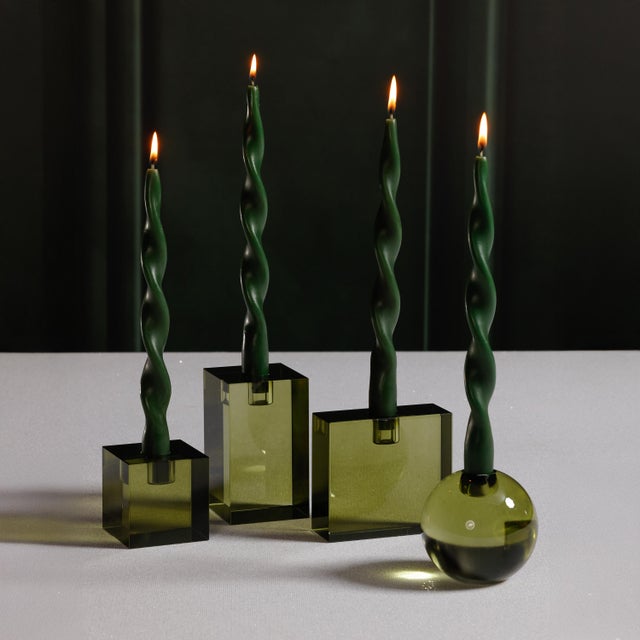 Lumière Twist Taper Candles, Set of 12 in Alpine Green, 12" For Sale In Los Angeles - Image 6 of 6