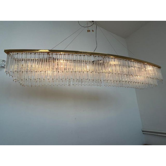Austrian Glass and Brass Chandelier, 1980s For Sale - Image 4 of 15