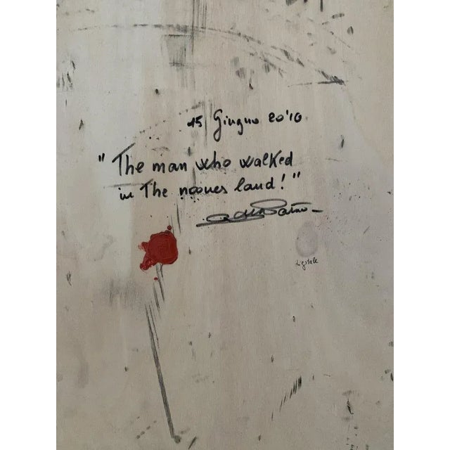 Walter Parini, L'uomo che camminava nella terra di nessuno, Mixed Media on Canvas with Applications, 2010 For Sale - Image 11 of 13