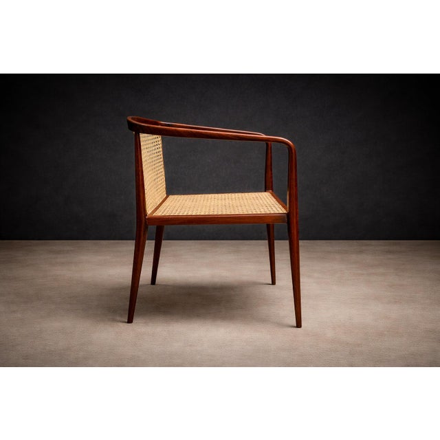 Wood Armchair in Hardwood & Cane, John Graz, 1950s For Sale - Image 7 of 13
