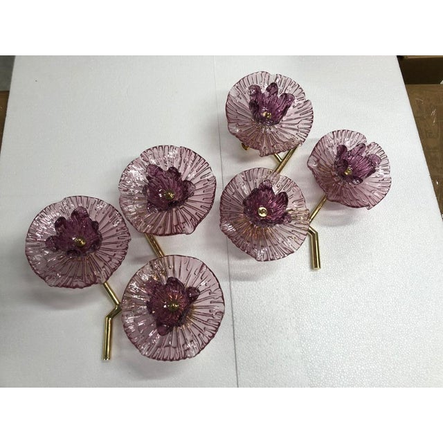 Mid-Century Murano Art Glass and Brass Wall Light, 2000s For Sale - Image 4 of 9