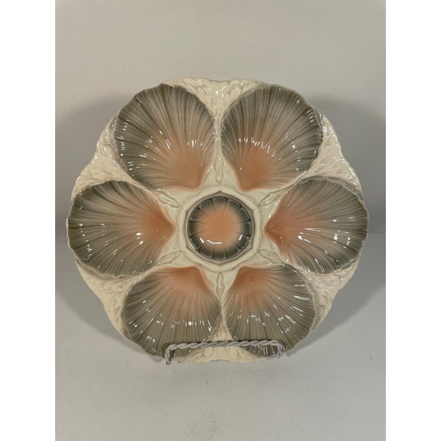 Art Deco French 1920s Majolica Sarreguemines Oyster Plate For Sale - Image 3 of 10