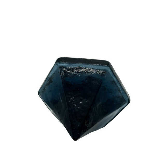 1980s Vintage Reproduction Cobalt Blue Nautical Deck Prism Deep Memphis Era Paperweight For Sale - Image 5 of 8