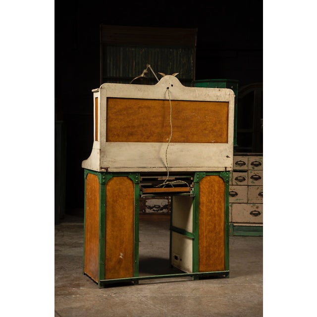 1910s–1920s Industrial Watchmaker's Workbench With Faries Brass Lamp For Sale - Image 4 of 7