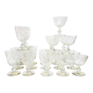 1950s Libbey Stardust Water Goblets and Champagne/Tall Sherbert Glasses (Set of 24)