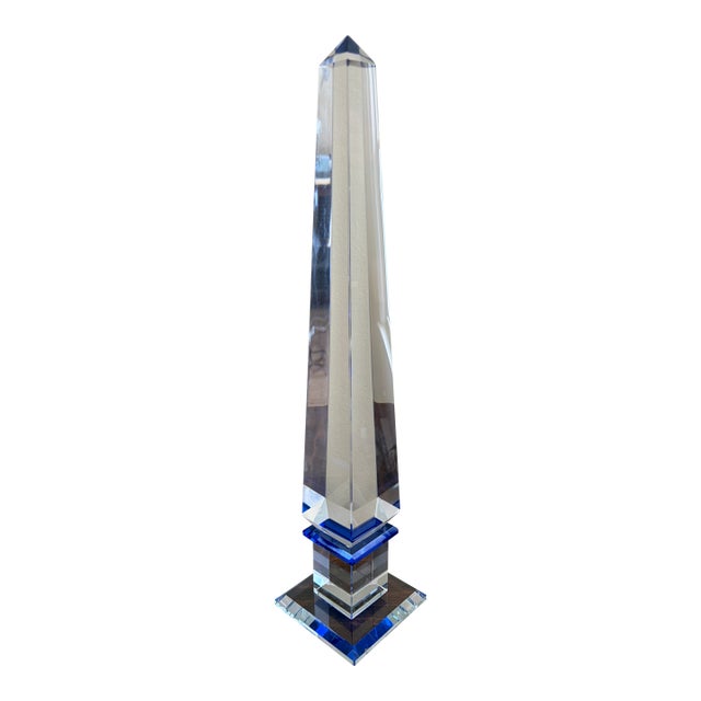Neoclassical Grand Tour Crystal and Cobalt Blue Obelisk For Sale