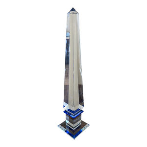 Neoclassical Grand Tour Crystal and Cobalt Blue Obelisk