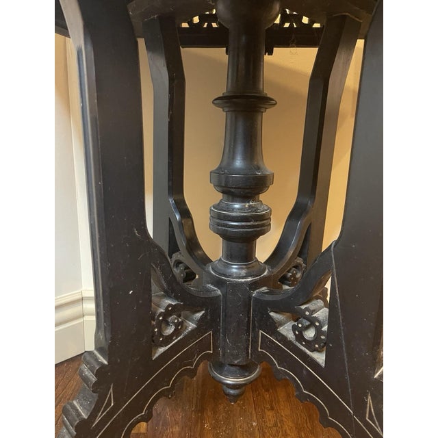 Eastlake Style Marble Ebonized Side Table From the Late 1800's For Sale - Image 4 of 6