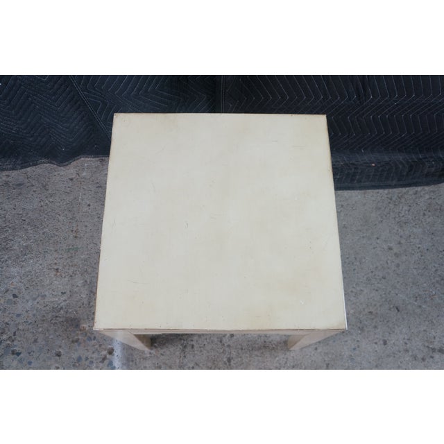 Late 20th Century Late 20th Century Hollywood Regency Style Cream Painted Square Bunching Table 22" For Sale - Image 5 of 17