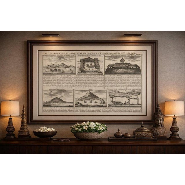 This impressive early 18th-century copperplate engraving titled “Vue et de quelques-uns des principaux forts des...