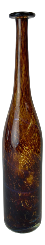 Mdina Glass Bottle Vase in Amber Tortoiseshell by Michael Harris, 1970s
