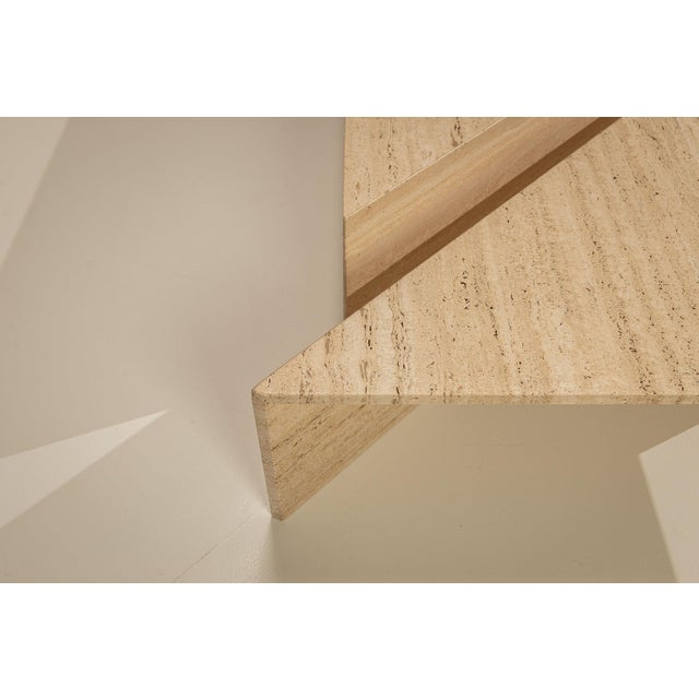 Large Triangular Travertine Coffee Table, 1970s, Set of 2 For Sale - Image 6 of 14