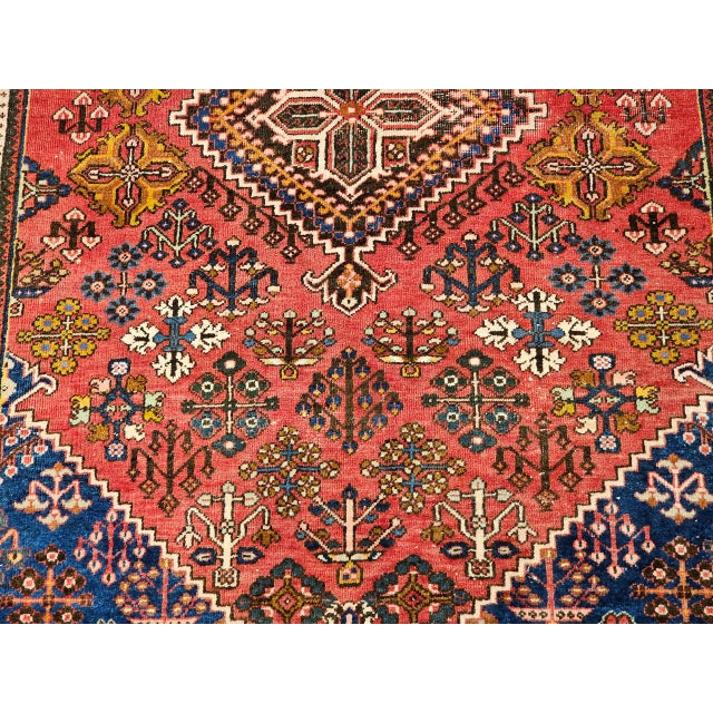 Red Vintage Persian Joshegan Kashan Rug, Hand-Knotted Wool, Weeping Willow Pattern, Red & Blue, 5x7 For Sale - Image 8 of 13