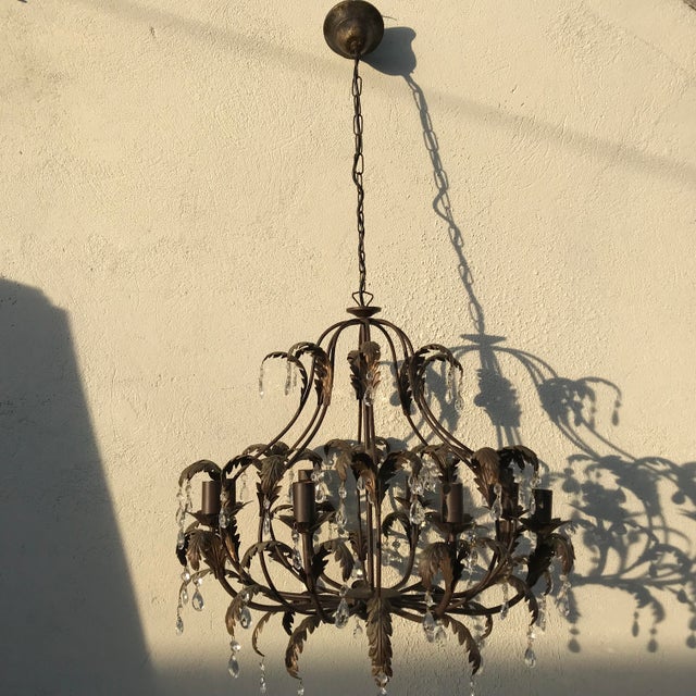 Metal and Crystal Chandelier, 1970s For Sale - Image 4 of 18