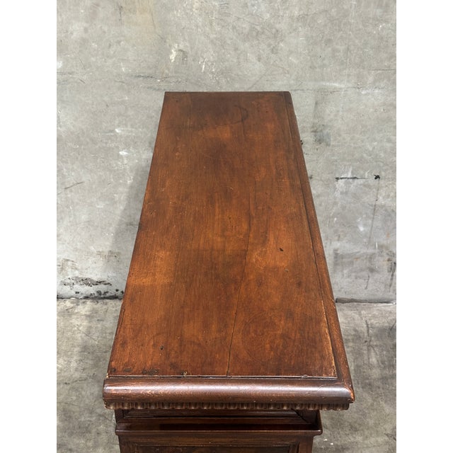 19th Century Carved Oak Sideboard Buffet Cabinet Renaissance Revival 44” For Sale - Image 14 of 18