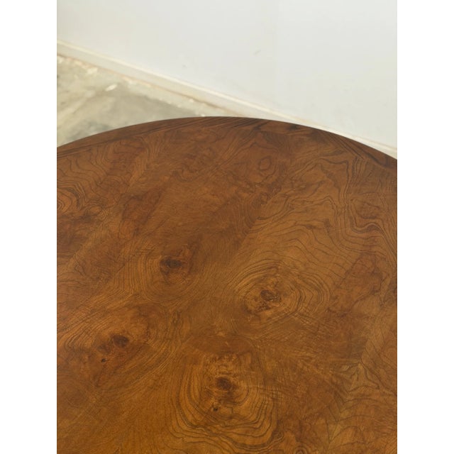 Burl & Oak Pedestal Column Table For Sale - Image 9 of 11