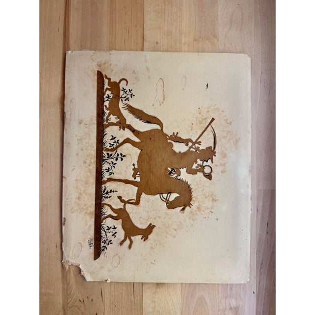 Early 20th Century German Scherenschnitte Papercut Silhouette, Huntsman With Hounds - Unknown Artist For Sale - Image 4 of 7