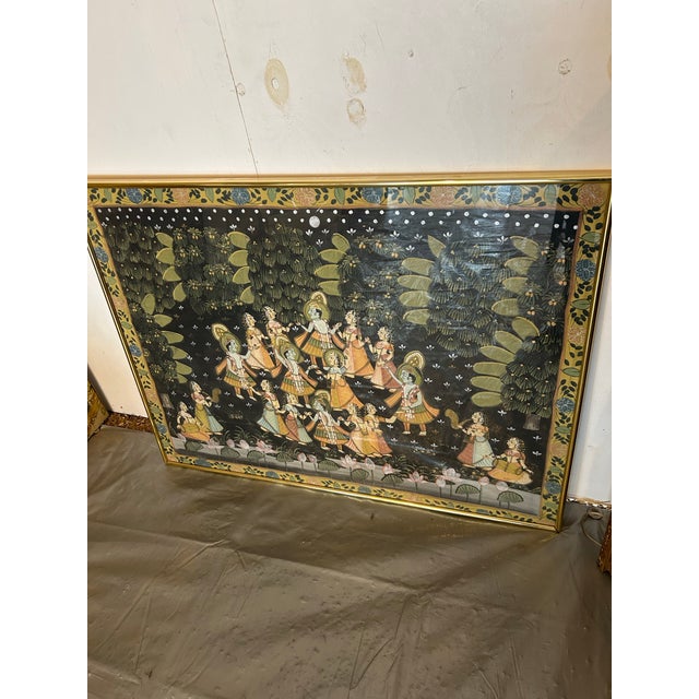 1960s Vintage Pichhwai Painting on Silk the Dancing Female, Framed For Sale In Atlanta - Image 6 of 12
