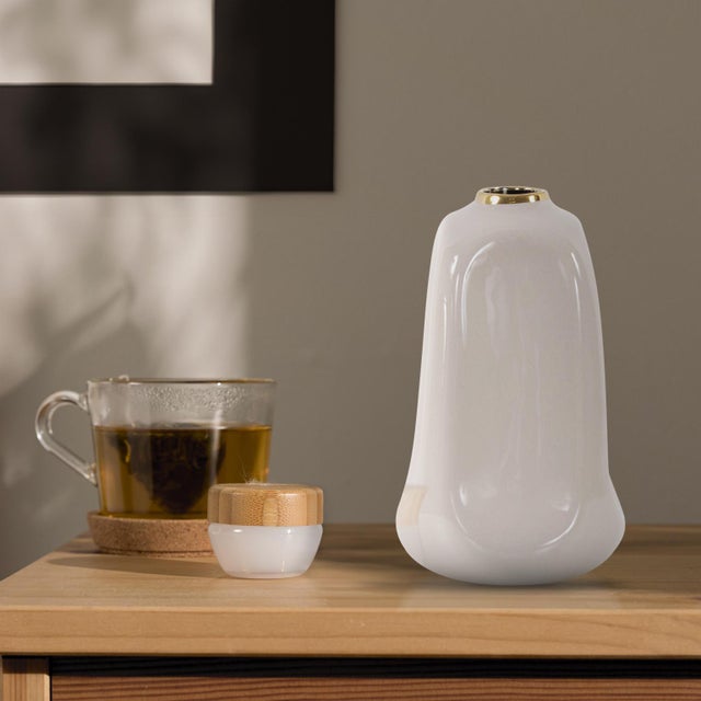 White Christana Concaved Ceramic Vase- Tall For Sale - Image 8 of 9