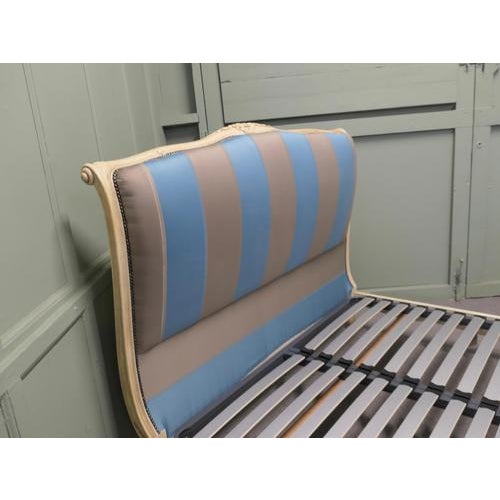 French Silk Upholstered Château Double Bed, 1920s For Sale - Image 6 of 9