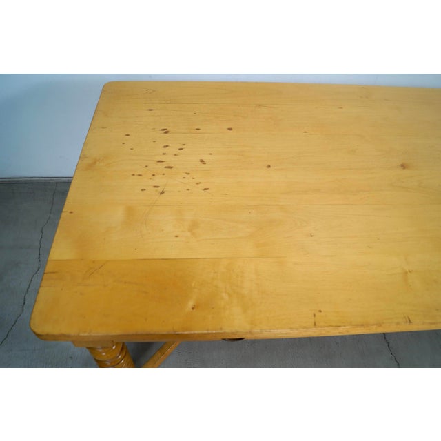 Wood 1970’s Long Solid Maple 8-Drawer Farm Table / Dining Table For Sale - Image 7 of 12