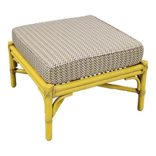 Mid-Century Modern McGuire Painted Bamboo Ottoman For Sale