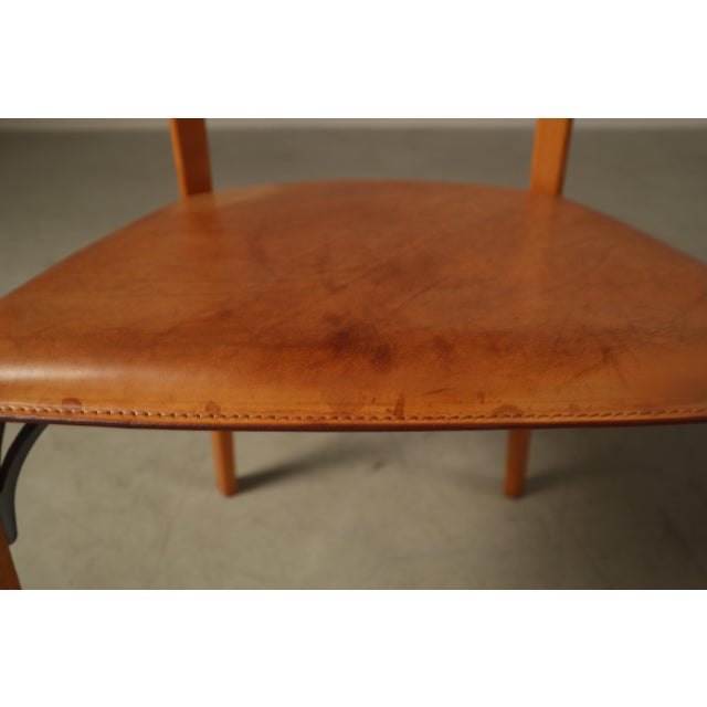 1990s Italian Dining Chairs in Cognac Leather, 1990s, Set of 5 For Sale - Image 5 of 16