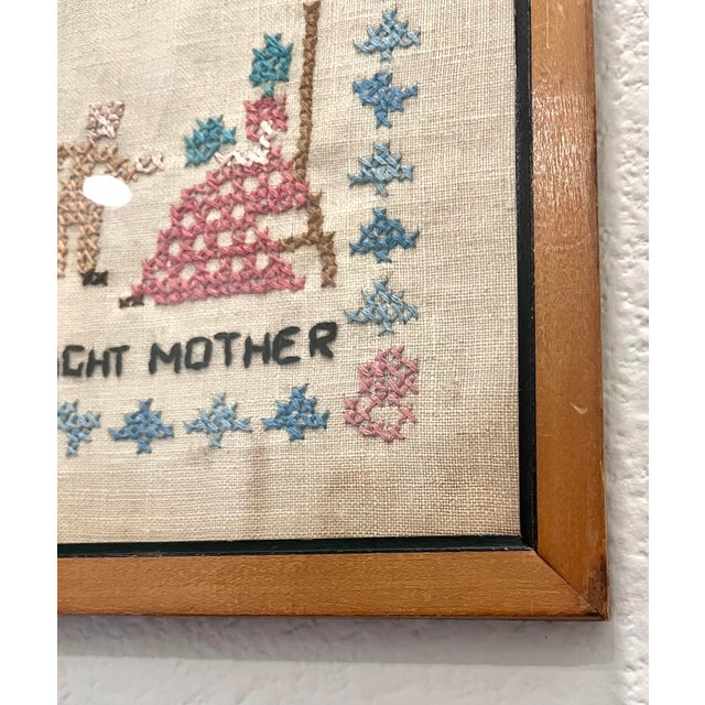 Antique Early 1900s Framed Children's Etiquette Cross Stitch For Sale - Image 4 of 13