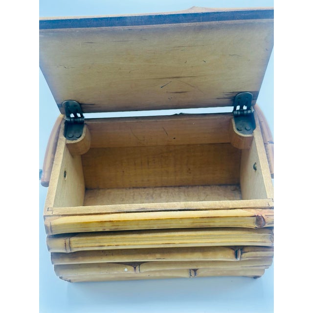 Wood Vintage Bamboo Lidded Basket For Sale - Image 7 of 10