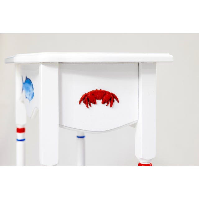 2020s Coastal Story Console Table | Crab and Fish Design Small Entryway Table - Solid Wood For Sale - Image 5 of 8